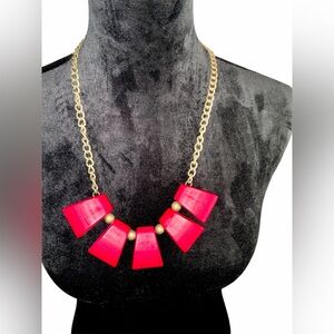 Gold and Red Statement Necklace